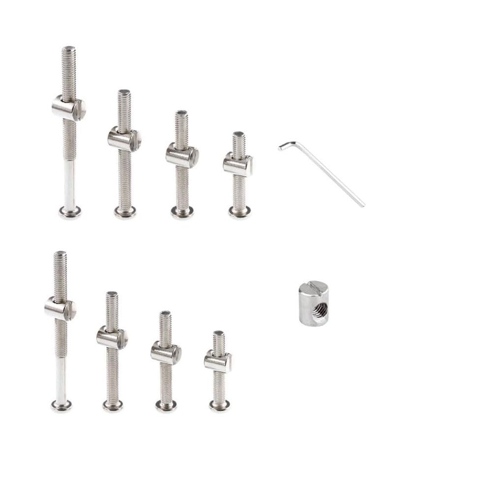 Furniture Hardware Replacement - 32 Set M6x12mm/16mm/25mm/35mm/45mm/55mm/65mm/75mm Silver Crib Screws
