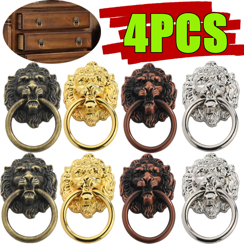 4-1PC Lion Head Knob Antique B - Vintage Furniture Hardware Pulls incelemesi ve fiyatı