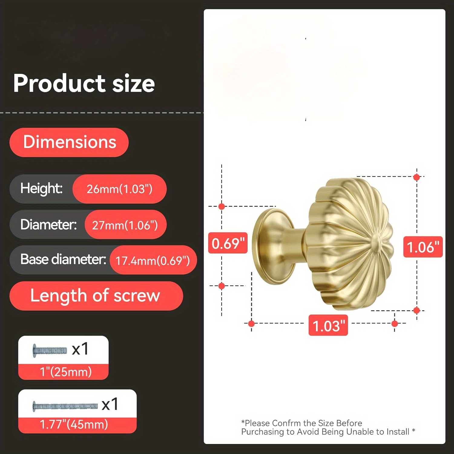 5 Pack Gold Cabinet Knobs Bras - Drawer Pull Gold incelemesi ve fiyatı