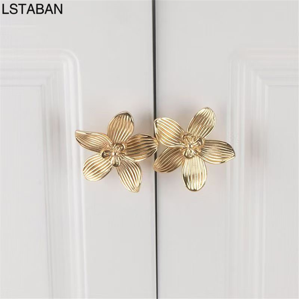 Flower Shape Solid Gold Kitche - Drawer Pull Gold incelemesi ve fiyatı