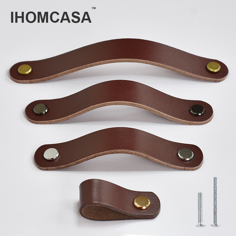 IHOMCASA Brown Leather Knobs E - Cabinet Hinge Overlay incelemesi ve fiyatı