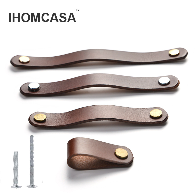 IHOMCASA Brown Leather Knobs E - Cabinet Hinge Overlay incelemesi ve fiyatı