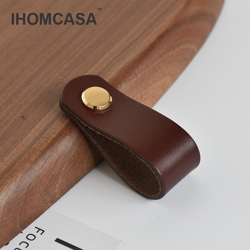 IHOMCASA Brown Leather Knobs E - Cabinet Hinge Overlay incelemesi ve fiyatı