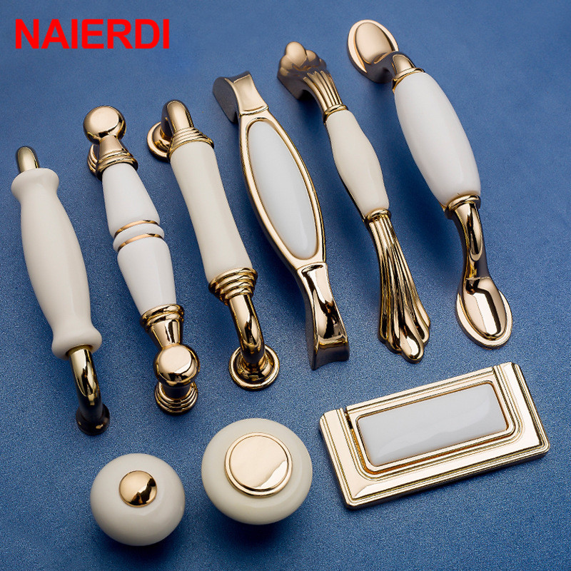 NAIERDI Gold White Creamic Cab - Drawer Pull Gold incelemesi ve fiyatı
