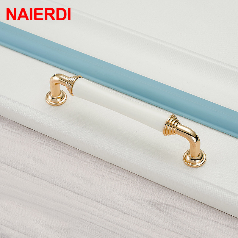 NAIERDI Gold White Creamic Cab - Drawer Pull Gold incelemesi ve fiyatı